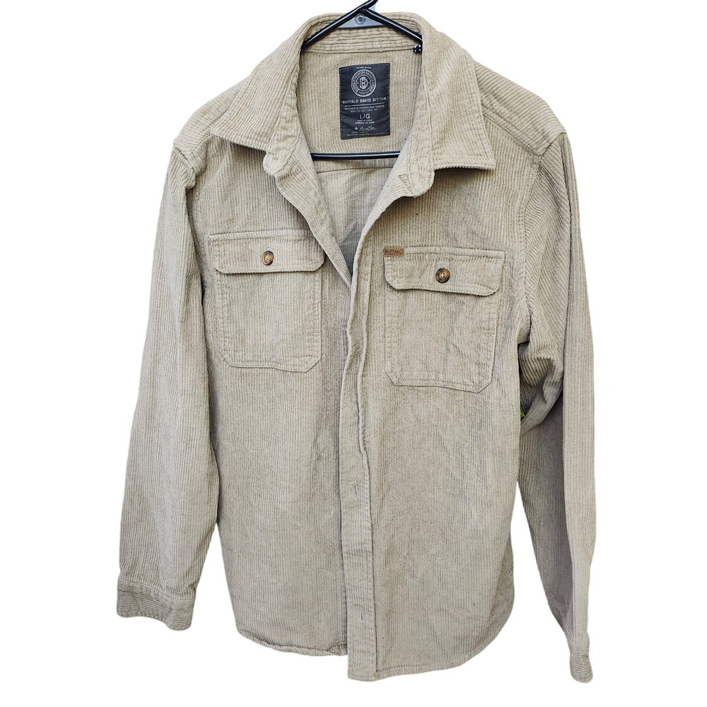 Buffalo David Bitton Jeremias Tan Corduroy Shirt Jacket Mens Large Beige Shacket